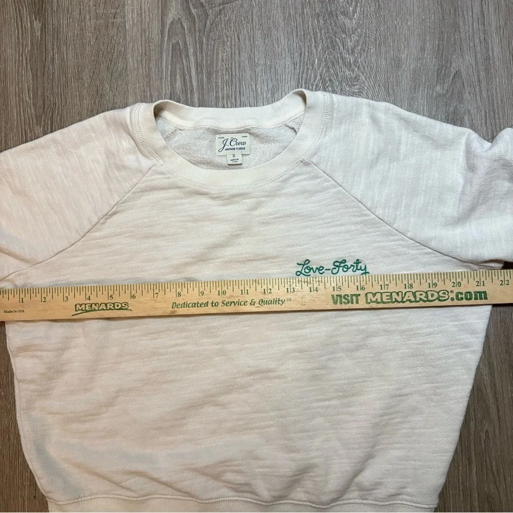 J.Crew Vintage Fleece Ivory Embroidered Sweatshirt Small​​